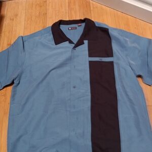 Entro Blue and Black Casual Button-Down Shirt